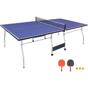 Table Tennis Table, Portable Ping Pong Table Game Set, 8ft Mid-Size Folding Indoor Outdoor Table Tennis Game Set with Net, 2 Table Tennis Paddles and 3 Balls for Adults/Teens