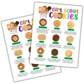 Scout Cookie Menu Sheets | 50 Pack, 8.5 x 11" Regular Paper Sales Rewards Girl Booth Supplies Troop Leader Books for Troop Number Cookie with Name & Flavor Description Reorder Cards