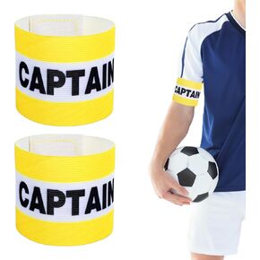 2 PCS Captain Armbands for Soccer Training, Unisex Elastic Soccer Captain Armband Elastic Arm Band Adjustable Leader Armband Team Sport Armband Soccer for Basketball Volleyball Team, Yellow