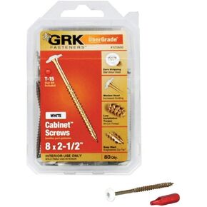 مثبتات GRK 120660 خزانة بيضاء #8 × 2-1/2 بوصة براغي 80CT