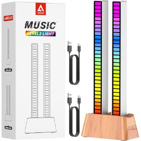 Cherry Wood LED Light Bar, Music Sync RGB Light,USB Music Rhythm Lights Ambient Lamp for Gaming Movies Lamp,PC Desktop Music Light,TV Room Decoration,Voice Rhythm Spectrum Light-AJRZJ6