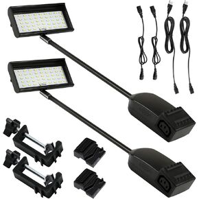 SUNLITOPTOTrade Show Lights LED Display and Wall Washer Exhibit Arm Lighting, POP UP Connectable Lights Included Clamps, Mounting Brackets, Power Cables, Connect Cables (2pcs Grey)