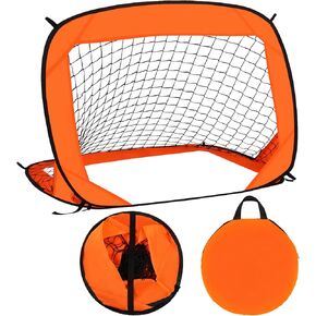 Pop Up Kids Toddler Soccer Goal, 3.3x2.2ft Portable Soccer Goals for Outdoor Indoor, Foldable Backyard Soccer Goal, Mini Soccer Net for Kids with Carry Bag, Orange