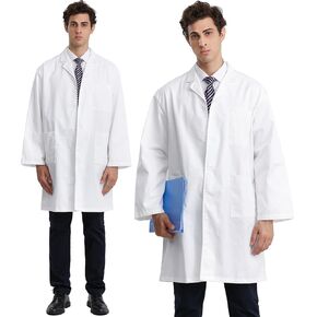 Greenour Professional White Lab Coat for Men Pack of 2 Doctor Uniforms Long Sleeve Laboratory Jacket with Pockets