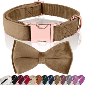 Christmas Dog Collar with Bow tie Collar, Natural Pure Cotton Material, Soft, Comfortable and Adjustable, for Dogs Small Medium Large Christmas
