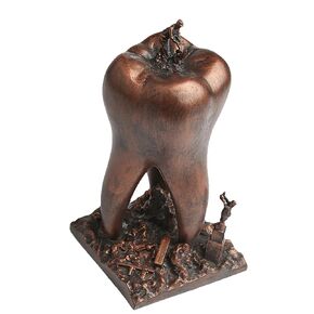Dentist Desk Ornaments Gift Dental Office Decorations Tooth Art Showing Model Funny Personalized Room Retirement Graduation Birthday Gift for Men Women Teeth Shape （Copper）