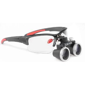 EustomA 3.5X Binocular Loupes Head Magnifier Frame Anti Slip 420mm Working Distance Optical Glasses Angle Adjustable for Lab DY-117 (Purple)