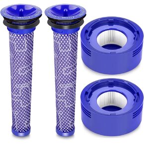 Vacuum Filter Replacement Kit for Dyson V7, V8 Animal, V8 Absolute & SV10 Cordless Vacuum Cleaners, Replaces Part # 965661-01 & 967478-01 (2 Post Filters & 2 Pre Filters)