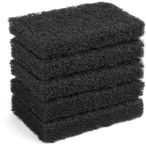 Heavy Duty Nylon Scour Pads Replacement Scrubber, Black 5 Pack 6 * 3.5 Inch