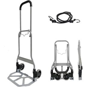 Folding Hand Truck 165lbs Portable Metal Heavy Duty Hand Cart with Foldable Handle Easy to Operate Two-Wheel Slient Caster Multipurpose Dolly for Home, Auto, Office, Travel Use