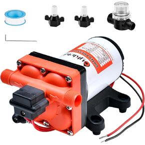 RV Water Pump 3.5 GPM 55 PSI 12V On Demand Diaphragm Pump with Bypass for Reduced Cycling, Quiet Camper Self-Priming Water Pump For RV,Camper,Travel Trailer,Boat,Replacement for 4008-101-A65