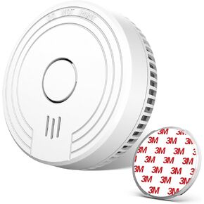 Ecoey Smoke Alarm Fire Detector, Battery Included Photoelectric Smoke Detector with Test Button and Low Battery Signal, Small Fire Alarm for Home, Bedroom FJ136GB, 6 Packs