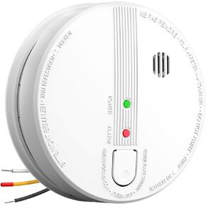 Smoke Detector, Hardwired Interconnected Smoke Detectors, Smoke Alarm with Replaceable 9V Battery, Interconnects Up to 12 Fire Alarms Smoke Detectors, Photoelectric Fire Alarm with Test/Silence Button