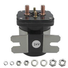 586-905 Solenoid Contactor Relay 24V 200Amp Compatible with Trombetta White Rodgers Skyjack, OEM# 586-114111, 114-2411, 103101, 4 Terminal Starter Solenoid