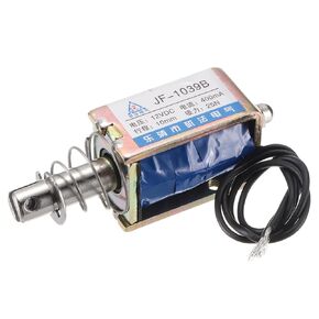 MECCANIXITY DC 12V 0.4A Solenoid Electromagnet Push Pull Type 25N 10mm Stroke Solenoid Actuator Open Frame Linear Motion JF-1039B Magnet Solenoid