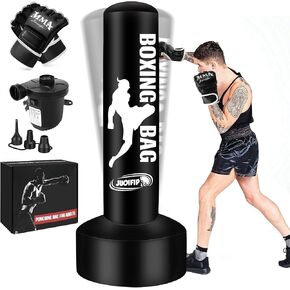 Standing Punching Bag for Adults with Pump and Gloves, 69'' Kick Boxing Bag with Stand Inflatable Freestanding Heavy Bag Kicking Bag for Training MMA Muay Thai Fitness