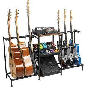 STRICH Guitar Stand Multiple Guitars, Guitars Rack with Pedals Organizer for Acoustic, Electric Guitar, Bass, Amp Accessories, Guitar Display Stand for Home Studio Music Room SMT-40