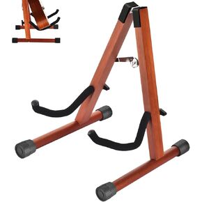 MOREYES Guitar Stand, Wooden Guitar Stands Floor for Multiple Guitars, Acoustic Guitars, Bass, Electric Guitar, Folding A-Frame Acoustic Guitar Stand, Easy to Assemble, Portable for Travel