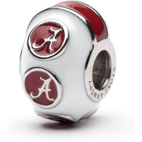 University of Alabama Charms for Charm Bracelets - White Alabama Bracelet Charm with Helmet Stripe - Hypoallergenic Stainless Steel Charms - Alabama Crimson Tide Gifts