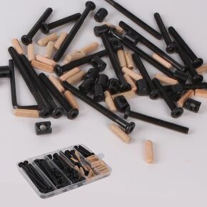 16 Set Baby Bed Frame Bolts, Crib Screws Hardware ReplacementKit M6x20/40/60/80mm Hex Drive Socket Cap Screws Barrel Nuts Wooden Dowel Kit for Beds Chairs Furniture Etc (Silver)