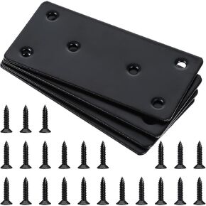 4 PCS Mending Plates for Wood, 4" Flat Bracket Black Mending Plate Metal Braces Brackets with Holes for Wooden Furniture Shelf Connect Repair Fixing Joining