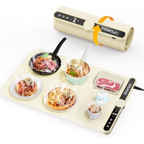 Warming Mat for Food, Redagod Electric Warming Tray with 9 Adjustable Temperatures and 6 Hours Timer, Fast Full Surface Graphene Heating Food Warmer, Roll Up Heating Pads for Parties Buffet Thawing