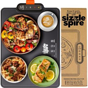 Electric Warming Tray, Rollable Silicone Warming Pad for Food with 4 Temperature Settings, auto Shut-Off, Great Food Warmer Mat for Parties, Buffets, Gatherings and Everyday Use - Gray