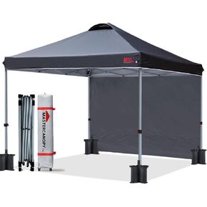 MASTERCANOPY Durable Pop-up Canopy Tent with 1 Sidewall (10'x10',Black)