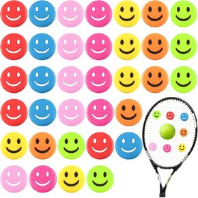 Jexine Tennis Vibration Dampener Silicone Tennis Racket Dampener Cute Tennis Supplies for Gift (Smile,35 Pcs)