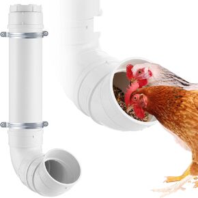 MEWTOGO Automatic Chicken Feeder No Waste - 6.6 Pounds Capacity Heavy Duty PVC Pipe Chicken Coop Feeder, Poultry Gravity Feed Port Used in Chicken Coop for Chicken Long Feeding