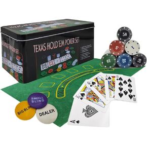LuiceABC 200 Set Poker Chip Set for Texas Holdem, Blackjack Poker Chips Set with Table Cloth for Family Friends Party Birthday Holiday Game