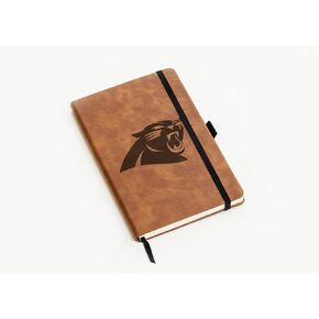 Rico Industries NFL Carolina Panthers Brown Laser Engraved Small Notepad Jounral/Notepad 8.25" x 5.25"- Office Accessory