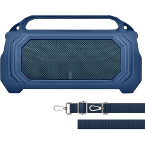 Silicone Protective Case for JBL Charge 5 with Shoulder Strap and Top Handle- Waterproof, Durable Cover for JBL Charge 5 Portable Bluetooth Speaker, Accessory for Outdoor Use (Black)
