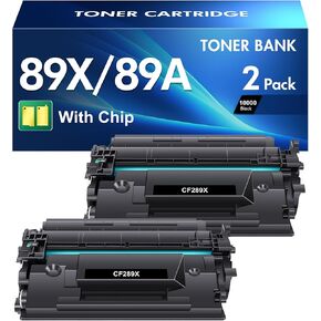89X 89A Black Toner Cartridge CF289X CF289A Compatible Replacement for HP 89X 89A Toner Cartridge (with Chip) for Enterprise M507n M507dn M507x MFP M528dn M528f M528c M507 M528 Series Printer (2-Pack)