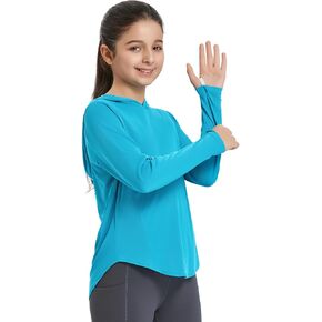 BALEAF Girl's Sun Shirt UPF50 UV Protection Long Sleeve Kids SPF Athletic Hoodie Rash Guard Tops Clothing