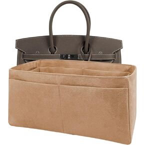 Purse Organizer Insert for Birkin 35, Bag Handbag, Faux Suede Fabric Soft and Smooth Lightweight Fits Perfectly Sturdy Gift Ideas for Women (Gray HBK35)