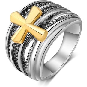 Wide Band Ring for Women Two-tone Crossover Twisted Cable Gold and Silver Ring Statement Chunky Gold Rings Designer Jewelry for Women