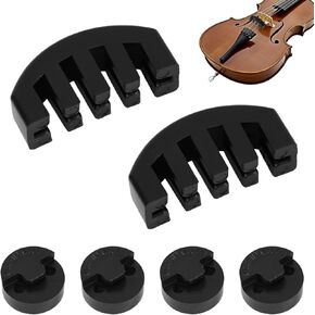6pcs Rubber Violin Practice Mute Set, Violin Mute Cello Practice Mute Includes Claw Style & Round Tourte Style Mute Accessories for Violin Viola Cello Practice Silencer
