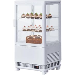 Acekool Commercial Cake Display Refrigerator, 2.1 Cu.FT Single-Door Merchandiser with Interior LED Lighting, Double-Layered Glass, Countertop/Floor Refrigerator, 110v