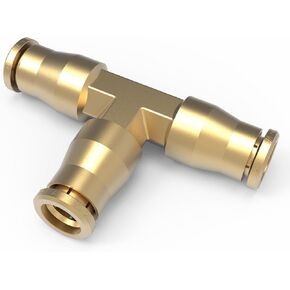 21838 Air Line Fittings Union Tee 1/4" Push Fit Fittings Tube Push T-Fitting Pneumatic Air Quick Connect Air Suspension Fittings,Brass