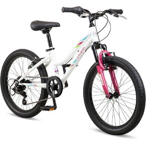 Pacific Cavern Mountain Bike for Youth or Adult Boys Girls, 7 or 21-Speed Twist Shifter Options, 20/24/26-Inch Wheels, 11 to 17.5-Inch Steel Frame, Front Suspension, Kickstand Included
