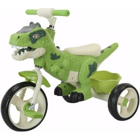 Dinosaur Kids Tricycle for Rider- Toddlers Kid Trike Bike Big Wheel with Music, Storage Basket,Indoor/Outdoor Preschool Daycare Kids Bike,Best Gift for 2-6 Year Old Girls & Boys (Green)