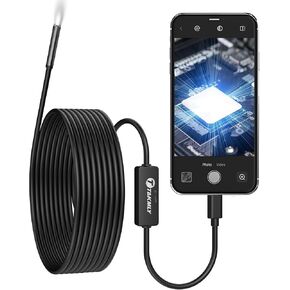 5.5mm Endoscope for iPhone, Compatible with iPad, 2.0 Megapixels HD USB C Borescope Inspection Snake Camera IP67 Waterproof with 16.4Ft Semi-Rigid Cord, 8 LED Lights
