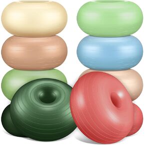 Libima 8 Pcs Flexible Seating for Classroom Inflatable Yoga Ball Chairs with Pump Donut Exercise Ball Chair Cushion Seat for Office Balance and Stability Training Home Gym