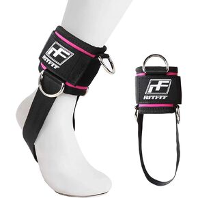 أشرطة الكاحل من RitFit Kickback، حزام كاحل مبطن لآلة الكابل، خطاف وحلقة قوية، 3 حلقات على شكل حرف D معززة، نيوبرين مريح قابل للتعديل - أساور كاحل ممتازة لتعزيز عضلات البطن والغلوت والساق in Kuwait