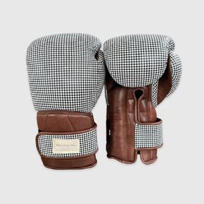 قفازات الملاكمة الجلدية Modest Vintage Player Elite Houndstooth (حزام لأعلى) - بني 12oz in Kuwait