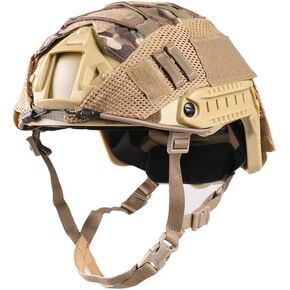 Adjustable Tactical Helmet with Helmet Cover, PJ Type Tactical Multifunctional Protective NVG Mount for Cosplay Hunting Shooting