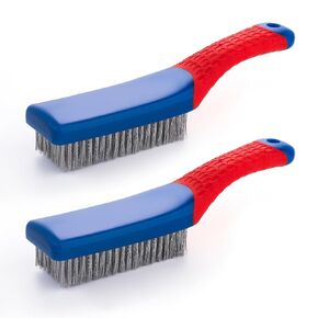 Wire Brushes for Cleaning,Steel Brush Heavy Duty Carbon Steel and Stainless Steel Wire Scratch Brush with Rubber Covered Handle,2 Pcs