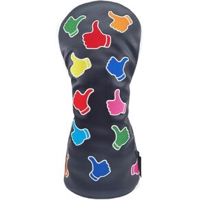 3pcs Golf Club Head Covers Thumbs Black or White Golf Club Covers or 1pc Synthetic Leadther Golf Head Cover Driver Headcover Fairway Wood Cover Hybrid Club Head Cover, Golf Head Covers for Most Brand