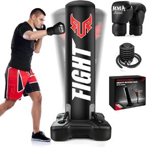 حقيبة ملاكمة واقفة للبالغين، قاعدة مطورة لمعدات تدريب الملاكمة الثقيلة مع قفازات MMA ومضخة، حقيبة ركل من مادة سميكة 0.7 مم لتمارين الصالة الرياضية المنزلية واللياقة البدنية التايلاندية in Kuwait
